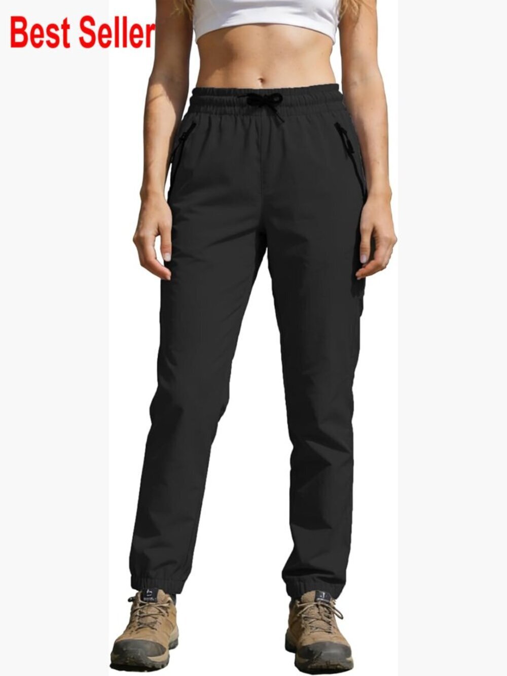 Water Resistant Quick Dry Hiking Pants Elastic Waist UPF 50+ Cargo